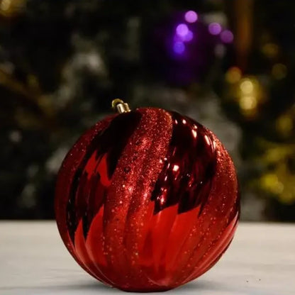 Red Shiny Swirl with Glitter - 200MM - Ball / Ornament