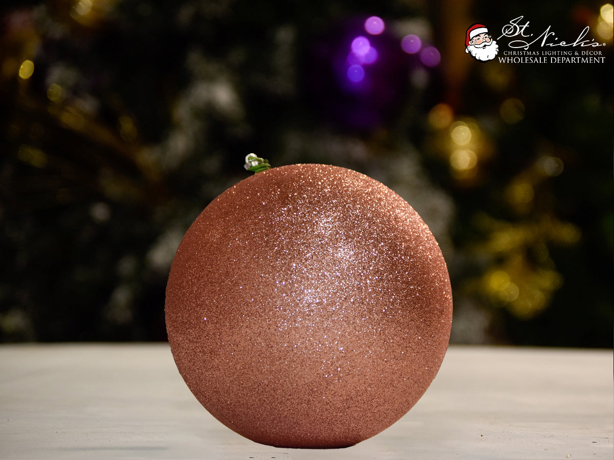 rosegold-shiny-sequin-ball-christmas-tree-decor-ornament-150mm-st-nicks-CA