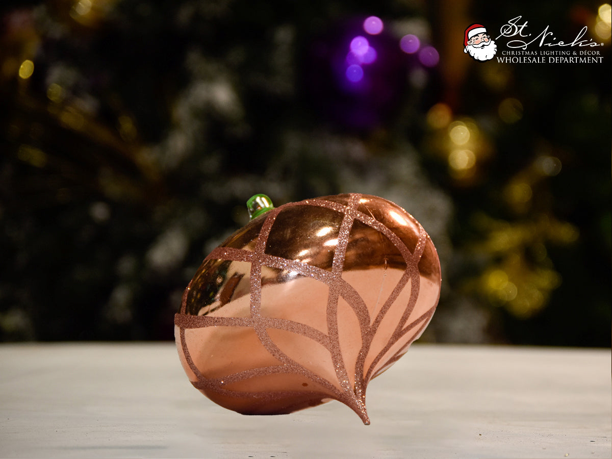 rosegold-shiny-with-glitter-flower-onion-christmas-tree-decor-ornament-150mm-st-nicks-CA