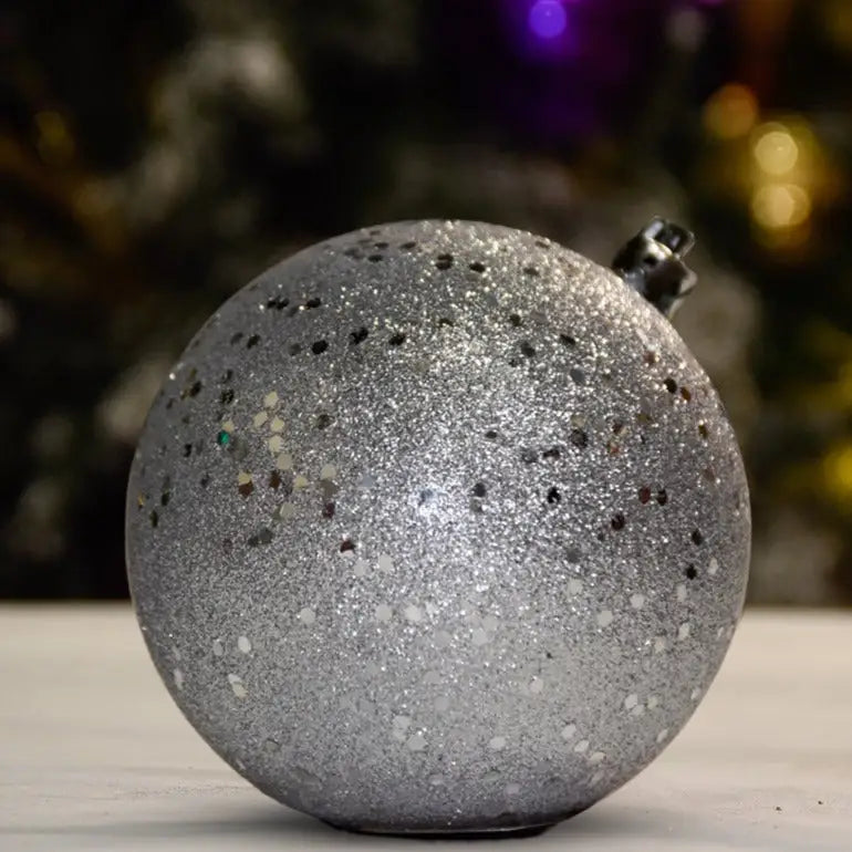 Silver Glitter with Sequin Ball - 150MM -Ornament