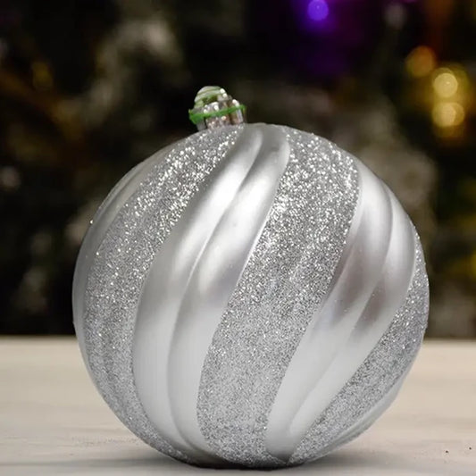 Silver Matte with Glitter Ball - 150MM / Ornament