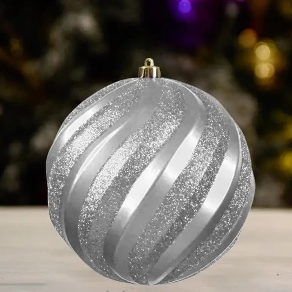 Silver Matte with Glitter Swirl - 150MM - Ornament