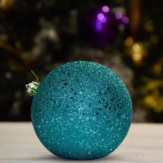 Teal Glitter Sequin Ball - 100MM - Ornament