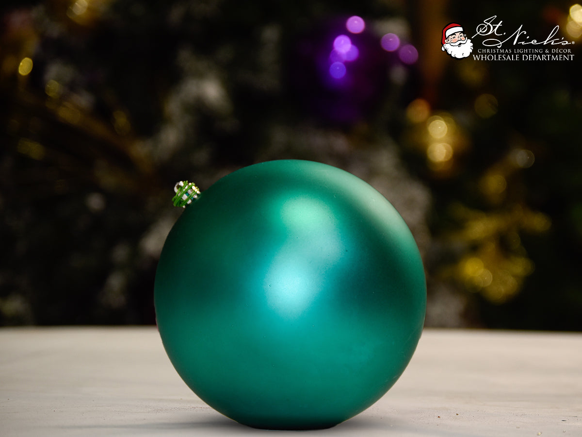 teal-matte-ball-christmas-tree-decor-ornament-150mm-st-nicks-CA