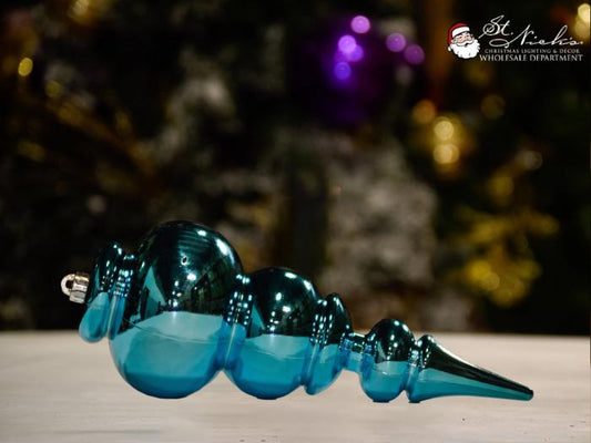 teal shiny finials -ornament 250mm