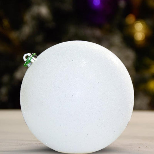 White Glitter Ball - 100MM - Ornament