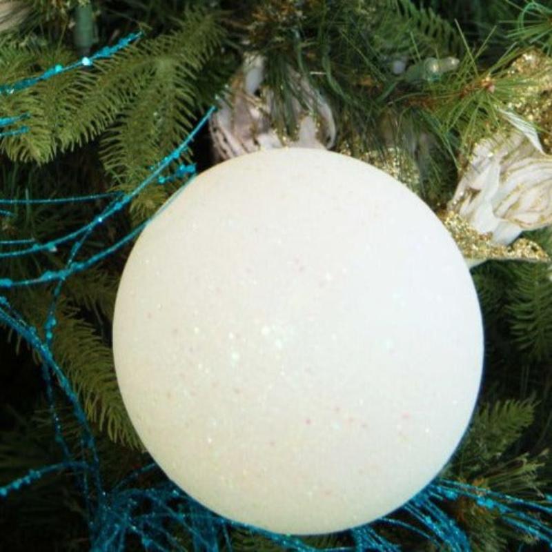 White Glitter Ball - 100MM - Ornament