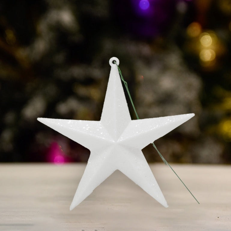 White Glitter Star - 100MM - Ornament