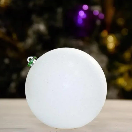 WHITE SHINY SEQUIN BALL ORNAMENTS 100MM - Ornament